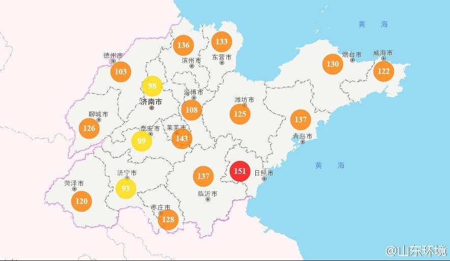 山東省十七市環境空氣AQI指數