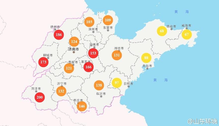 山東省十七市環境空氣AQI指數