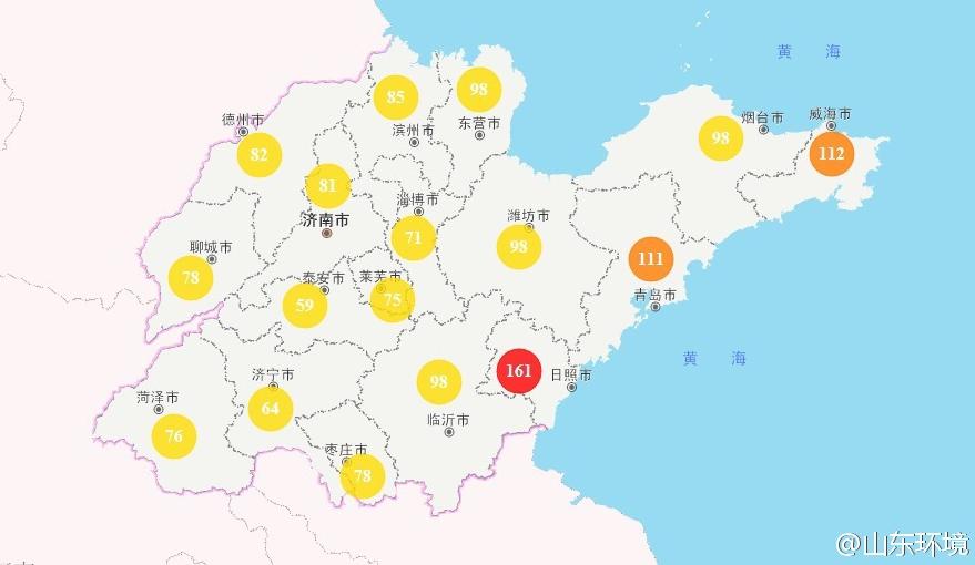 山東省十七市環境空氣AQI指數