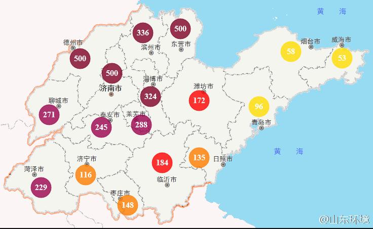山東省十七市環(huán)境空氣AQI指數(shù)