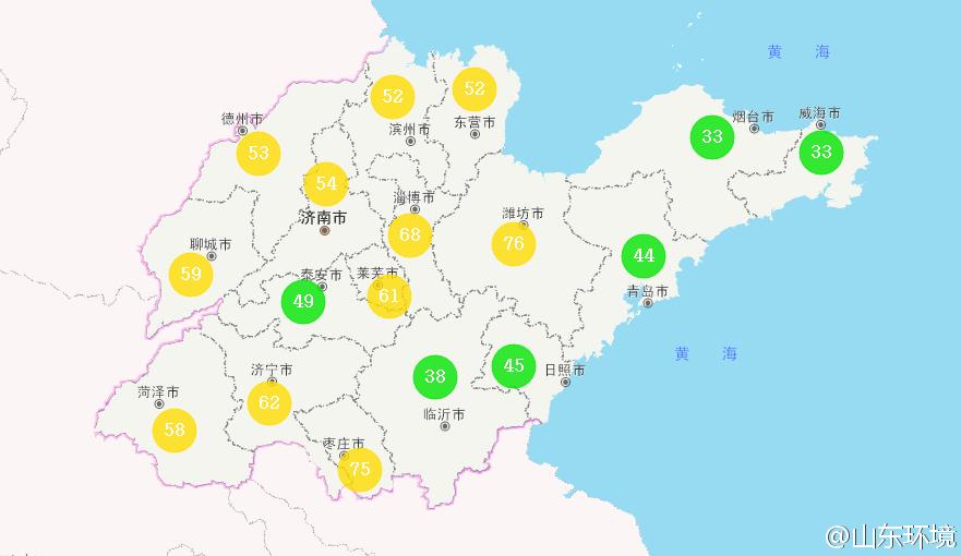 山東省十七市環境空氣AQI指數