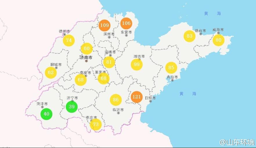 山東省十七市環境空氣AQI指數