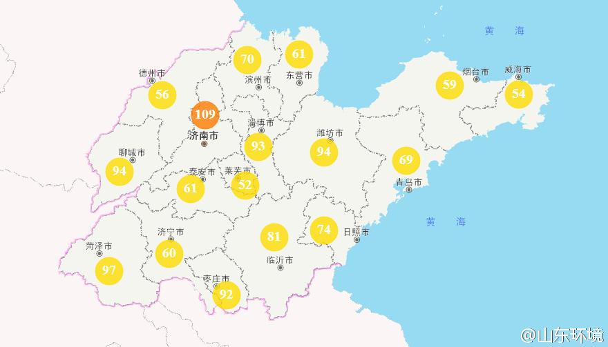 山東省十七市環境空氣AQI指數