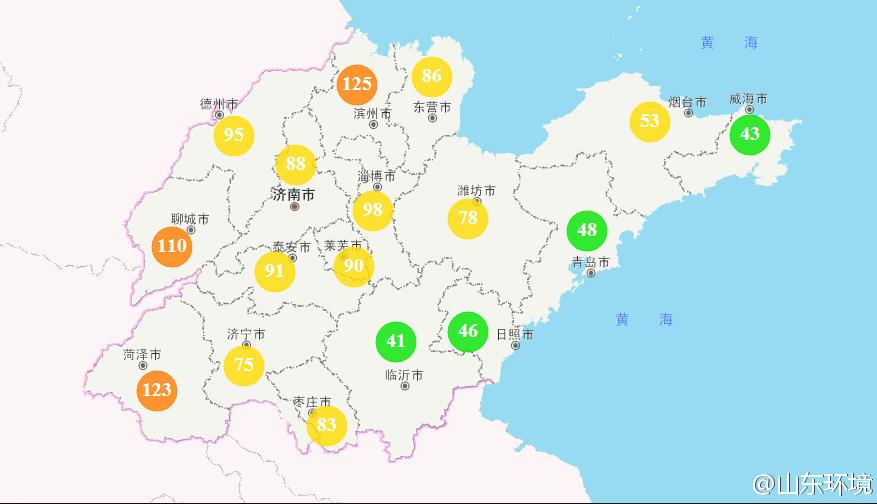 山東省十七市環境空氣AQI指數