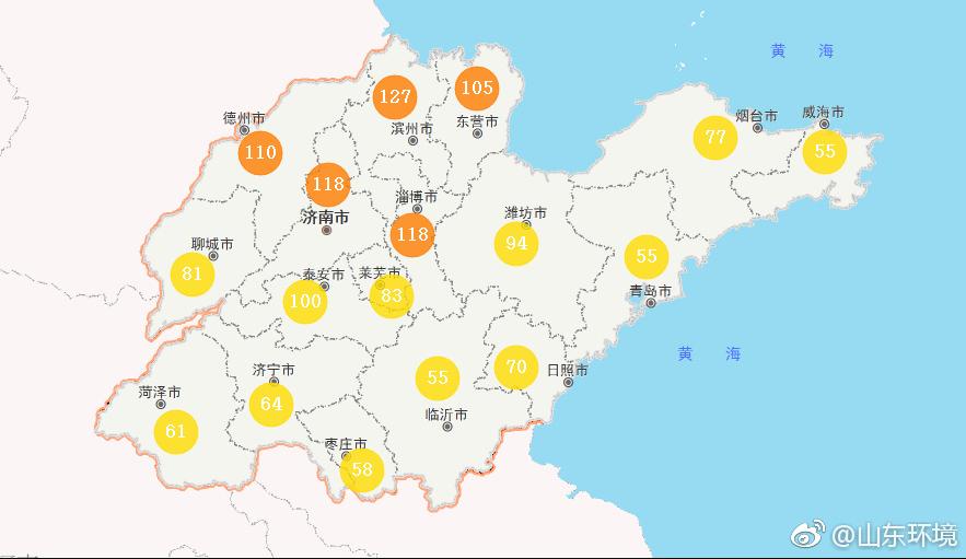 山東省十七市環境空氣AQI指數
