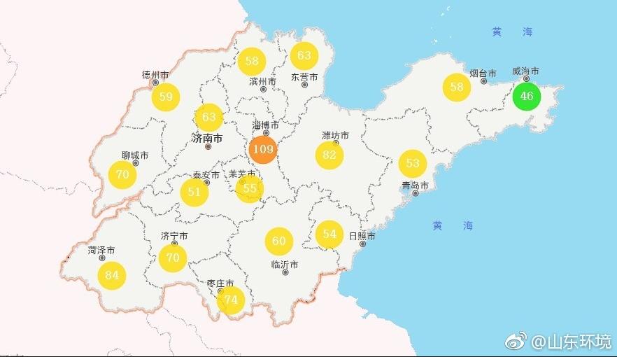 山東省十七市環境空氣AQI指數
