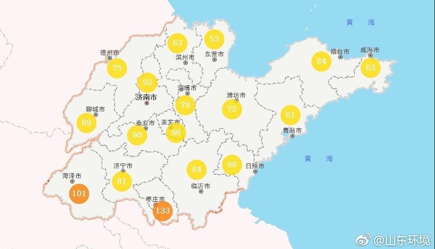 山東省十七市環境空氣AQI指數