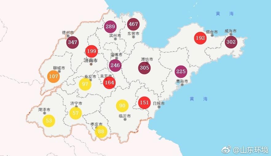 山東省十七市環境空氣AQI指數
