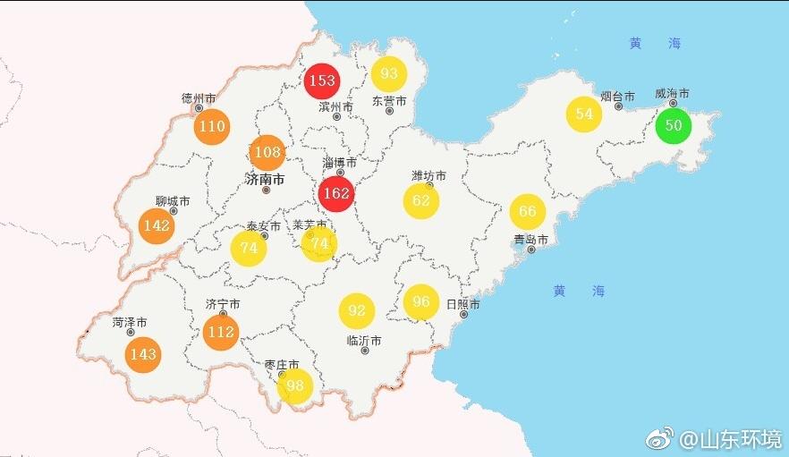 山東省十七市環境空氣AQI指數
