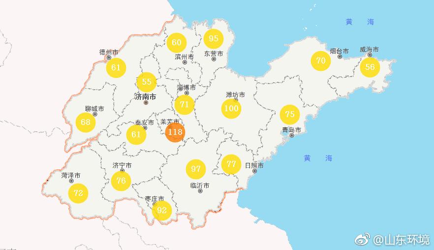 山東省十七市環境空氣AQI指數